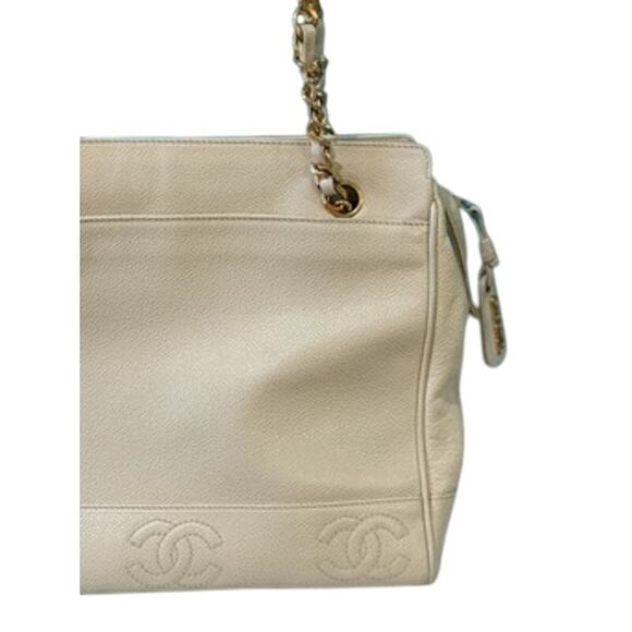 CHANEL Triple CC Caviar Tote*Beige*Hologram*ENTRUPY COA - Picture 3 of 15